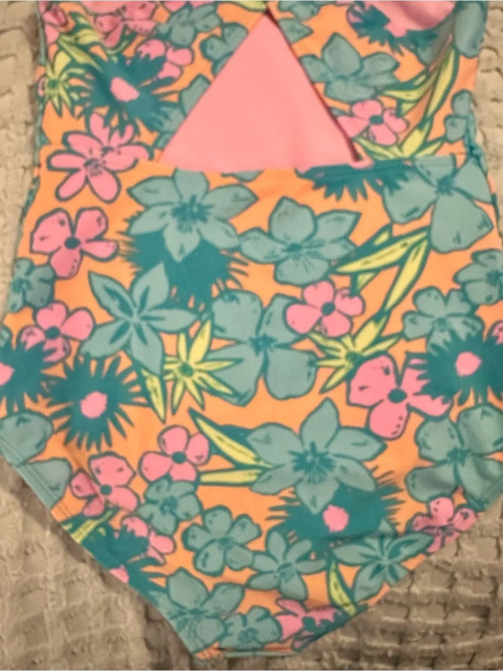 Cat & Jack Girls Floral One-Piece Swimsuit - Teal, Orange & Pink